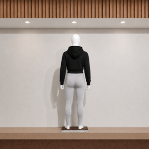Sweat-shirt court noir pour femme, à manches longues, décontracté, pour l'automne, tricoté, 100% coton, couleur unie, respirant, écologique - Product Image 2