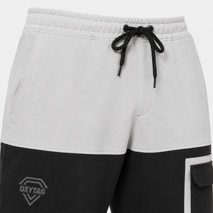 Shorts de sport colorblock personnalisés gris et noir avec poches cargo et cordon de serrage à la taille, décontractés, athlétiques, pour l'entraînement, fabricant OEM - Product Image 6