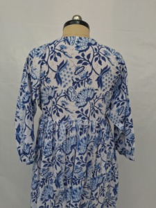 Vestido Maxi Floral Azul para Mujer, Manga Larga, Corte en A, Casual, con Botones al Frente, Cintura Alta, Uso Diario, Lavable, Estilo Boho, Formal, para Fiesta, Bonito - Product Image 3