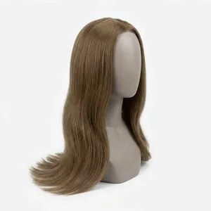 Perruque complète en dentelle 100 % cheveux humains Remy, lisse, avec mèches, longue, brune, texture ondulée naturelle, personnalisable - Product Image 1