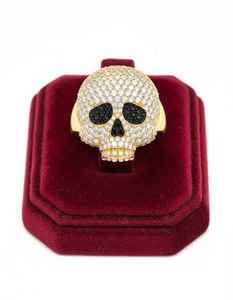 Anillo de Calavera con Incrustaciones de Diamantes para Hombre, Acabado en Oro de 10K/14K, Diseño Hip Hop, Joyería de Plata 925, Regalo - Product Image 2