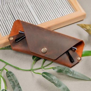 Sleek Minimalist Leather <b>Glasses</b> Holder Lightweight Travel Eyewear Sleeve Genuine Leather Factory Price LGC-0133 - Product Image 1