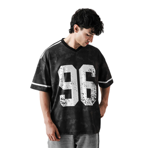 Camiseta de Fútbol Americano con Cuello en V para Hombre, Número 96 Estampado, Corte Holgado, Manga Corta, Poliéster Transpirable, Ropa Deportiva para Todas las Temporadas - Product Image 4