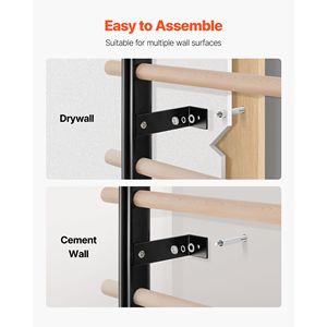 Scala Svedese da Parete per Palestra, Trainer a Sospensione a 9 Livelli, Capacità di Carico 330 libbre, Legno Massello e Acciaio al Carbonio - Product Image 6