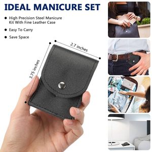 Top Quality 4 Piece Fingernail Care <b>Set</b> Pocket Leather Case Precision Clippers Nail File Ear Cleaner Gift Kit - Product Image 5