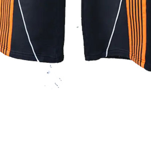 Pantalones Deportivos Azul Marino para Hombre con Rayas Laterales Naranjas, Cintura Elástica con Cordón, Corte Casual, para Otoño - Product Image 2