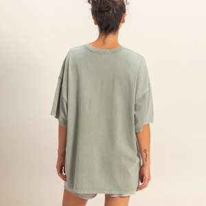 T-shirt oversize pour femme en coton 250 GSM, effet délavé vintage, grande taille, coupe décontractée, col rond, streetwear, t-shirt vierge, été - Product Image 6