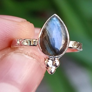 <b>Labradorite</b> <b>Ring</b> 925 Sterling Silver Handmade Boho Statement Promise Jewelry for Women Natural Pear Shape Gemstone Jewelry - Product Image 2