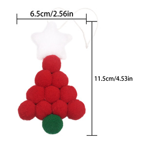 Faux Fur Pom Pom Small <b>Christmas</b> Tree Ornament <b>Red</b> <b>Green</b> Star Hanging Decorative Craft Indoor Holiday <b>Decoration</b> High Quality - Product Image 2