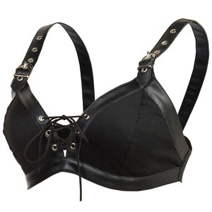 Real <b>Leather</b> High Support Strapless Bra Front Logo Women <b>Lingerie</b> Clubwear Yoga Top Hand-Sewn Genuine <b>Leather</b> Festival Wear - Product Image 5