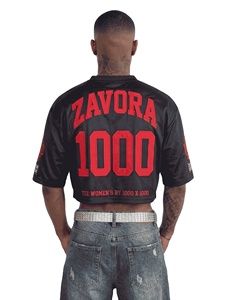 Camiseta de Fútbol Americano Negra Especial 2026, Unisex, Corte Cuadrado, Malla, Cuello en V, Manga Corta, Personalizable, Ropa Urbana, Ropa de Equipo, OEM - Product Image 2