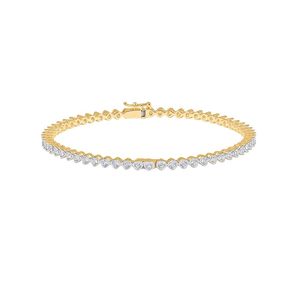 Bracelet tennis en or jaune 14 carats avec diamant rond serti en forme de cœur - Product Image 2