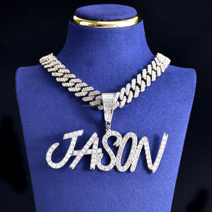 Luxury Moissanite Diamond Custom <b>Name</b> Necklace Sparkling Script Pendant With Iced Out Cuban Link Chain Trendy Hip Hop Statement - Product Image 1