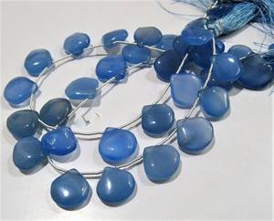 Cuentas de Calcedonia Azul Natural en Forma de Corazón, 15-16 mm, Vendidas por Hilo de 10 Pulgadas - Product Image 3