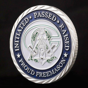 Moneda Conmemorativa Masónica Personalizada de la Francmasonería, Chapada en Oro, con Diseño de la Logomarca de la Logia Azul, para Maestro Masón, Regalo de Recuerdo - Product Image 4