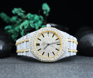 Reloj de Lujo Octogonal de Dos Tonos con Incrustaciones de Moissanita para Hombre |   Reloj de Cuarzo con Diamantes de Imitación Estilo Hip Hop de Acero Inoxidable al por Mayor - Product Image 1