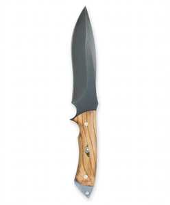 Couteau de camping à lame fixe en acier à haute teneur en carbone avec lame gravée à l'acide noir et manche en bois de zèbre - Product Image 3