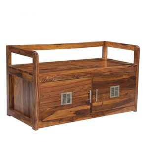 Meuble à chaussures moderne en teck massif couleur naturelle, durable et écologique pour une utilisation intérieure et extérieure à la maison ou à l'hôtel - Product Image 2