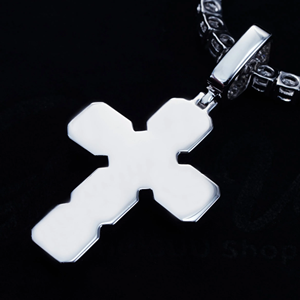 Collar con Cruz de Moissanita Plateada, Tono Blanco, 59 x 30 mm, Modelo PEN 006, Colgante de Cruz Estilo Hip Hop con Incrustaciones de Diamantes - Product Image 5