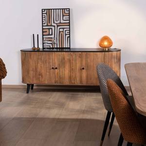 Vandana Autumn Origin 3-door <b>sideboard</b> in solid acacia wood, black top and legs Boogie - Product Image 4