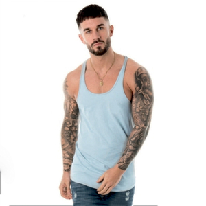 High Quality Mens Fitness Tank Top Breathable 100% Cotton Knitted High Street Workout Gym Vest Training Street Wear - Product Image 1