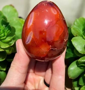 Huevo de Cornalina Roja Natural de Alta Calidad, Piedra de Cristal Tallada en Forma de Huevo, Gema Curativa para Yoga, Reiki, Decoración del Hogar, Huevo Yoni, Amuleto de Gujarat - Product Image 5
