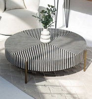 Table basse de luxe écologique moderne en os indien incrusté, faite à la main, pour la décoration intérieure haut de gamme
