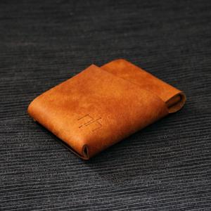 Vegetable Tanned Leather Stitchless <b>Wallet</b> Minimalist Slim Card Holder No Stitch Genuine Leather <b>Small</b> Purse SLW-0008 - Product Image 1
