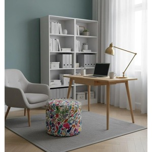 Nuevo Puff Redondo de Tela con Diseño Floral, Estilo Bohemio, Otomana para Dormitorio, Paquete Individual - Product Image 3