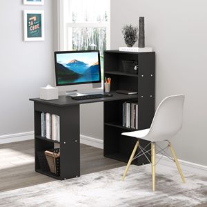 Scrivania Nera per Computer da Ufficio Domestico con Libreria e Tavolo per Hobby, 47 Pollici, Durevole e Regolabile, Arredamento Scolastico - Product Image 2