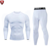 Ensemble Rash Guard Respirant et Écologique à Compression, Manches Longues, Imprimé, Combinaison MMA, Tenue d'Entraînement de Grappling pour la Gym
