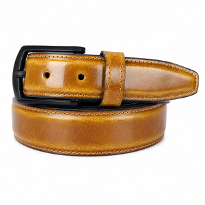 Men's Premium Leather Belt Classic <b>Brown</b> <b>Tan</b> Dress Belt with Durable Buckle for Formal & Casual Use - Product Image 2