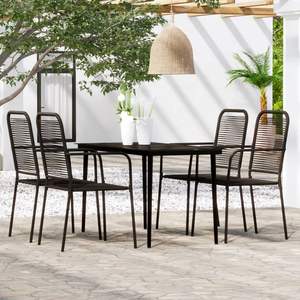 Set da pranzo Patio nero da 5 pezzi - Product Image 1