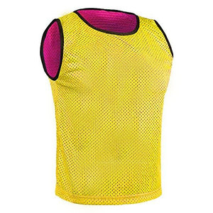 Combinaison d'entraînement d'hiver réversible et respirante personnalisée |   Gilet de sport en maille jaune et rose avec nom d'équipe |   Haut sans manches double couche - Product Image 6