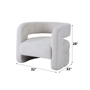 Poltrona Yitua in Peluche Bianco con Dettagli in Sherpa per Soggiorno, Comoda ed Elegante - Product Image 4