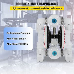 Pompa a Doppio Diaframma in Polipropilene da 1 Pollice ad Aria Compressa, 30GPM, 120PSI Pressione Massima, Bassa Potenza Nominale per Uso Chimico Industriale - Product Image 4