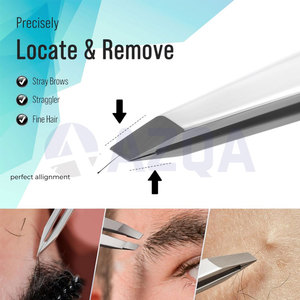 Ensemble de 4 pinces à épiler en acier inoxydable pour sourcils et poils incarnés avec étui en cuir PU, kit d'outils de toilettage de précision - Product Image 3
