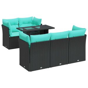 Set di divani da giardino in polyrattan nero da 6 pezzi con cuscini - Product Image 2