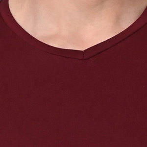 Best Quality Premium Men's Burgundy <b>Long</b> Sleeve Knitted O-Neck Solid Casual <b>T</b>-<b>Shirt</b> Slim Fit Regular <b>Length</b> - Product Image 5