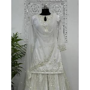 Designer Sharara <b>Top</b> with Dupatta Embroidery and <b>Sequins</b> Work Size 2XL - Product Image 4
