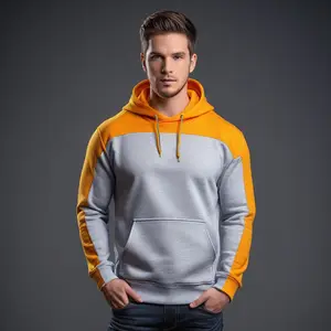 Sudadera con capucha unisex con logotipo personalizable de alta calidad de algodón de gran tamaño en blanco sin patrón de impresión de bolsillo de proveedores a granel BD - Product Image 1