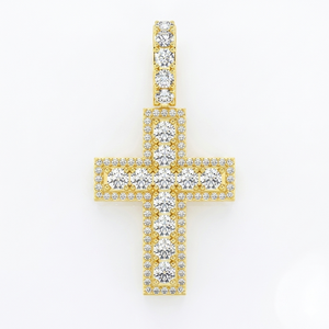 Bulk 925 <b>Silver</b> Gold Plated Custom Jesus Cross Pendant <b>Necklace</b> Natural Brilliant Cut Christian Religious Jewelry Fine Pendants - Product Image 1