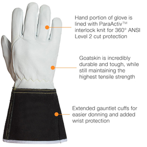 Gants de soudage TIG en cuir de chèvre robustes, résistants au feu, avec renforts sur la paume, gants de soudeur, gants de sécurité pour le travail industriel - Product Image 3