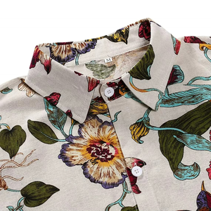 Custom Spring Vacation 100% Polyester Men's Casual <b>Shirt</b> Short Sleeve Floral Hawaiian Beach Design Satin Fabric Eco-Friendly - Product Image 3