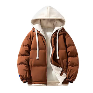 Men's Eco-Friendly Streetwear Puffer Jacket-Custom Water-Resistant Windproof Hooded Zipper Closure <b>Coat</b> for Winter - Product Image 6