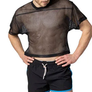 Camiseta Deportiva Corta de Malla Negra, 100% Poliéster, con Logotipo Personalizado Estampado en la Parte Delantera, para Hombre, Estilo Urbano, para Entrenamiento de Fútbol - Product Image 3