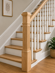 Boîte à marches en chêne massif blanc 4091F à prix compétitif - Pièces d'escalier personnalisées à détail cannelé réglable de EFS Thanh Nghia - Product Image 3