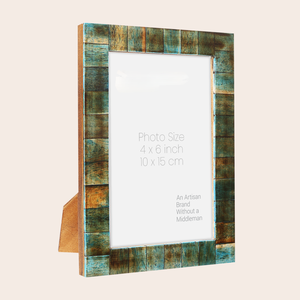 Marco de fotos con incrustaciones de hueso en blanco y negro |   Marco Decorativo Moderno Hecho a Mano - Product Image 1