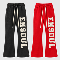 Pantalon de jogging streetwear personnalisé OEM, décontracté, avec patch brodé lettre appliqué, en coton écologique, coupe évasée superposée