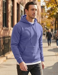 เสื้อสเวตเชิ้ตมีฮู้ดสีทึบสำหรับผู้ชาย ทรงปกติ ผ้าถักขนแกะ สวมใส่สบาย สไตล์ฤดูใบไม้ร่วง สีม่วง - Product Image 4
